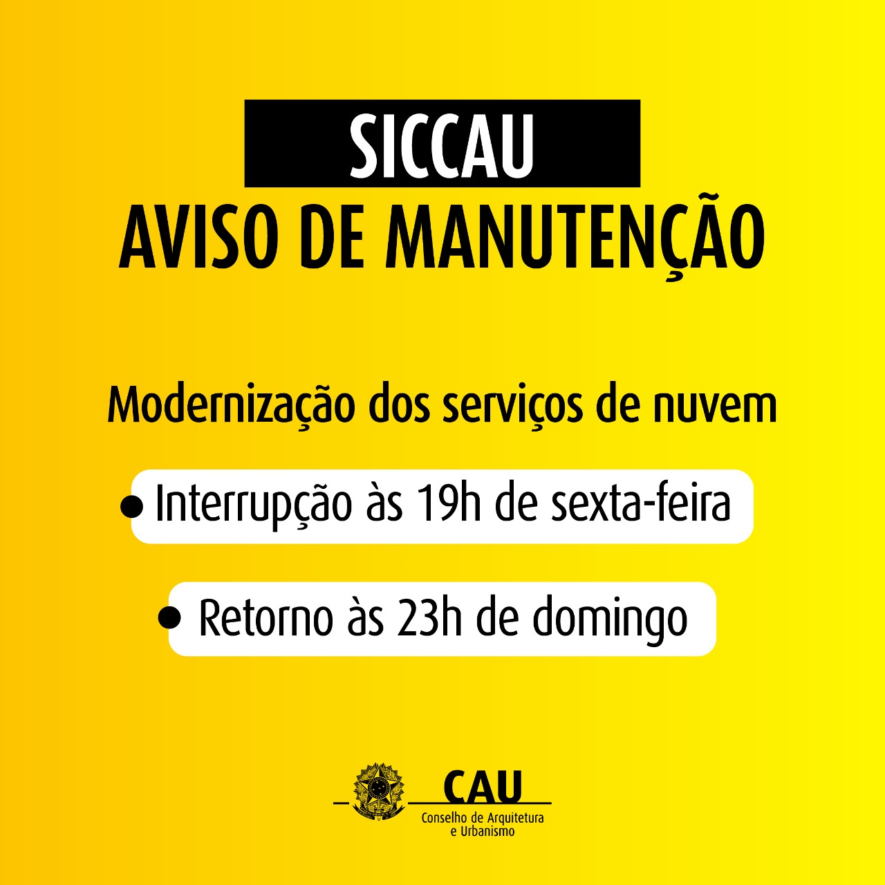 Aviso Siccau Fará Manutenção Programada Neste Fim De Semana Confira Horários Caudf 2727